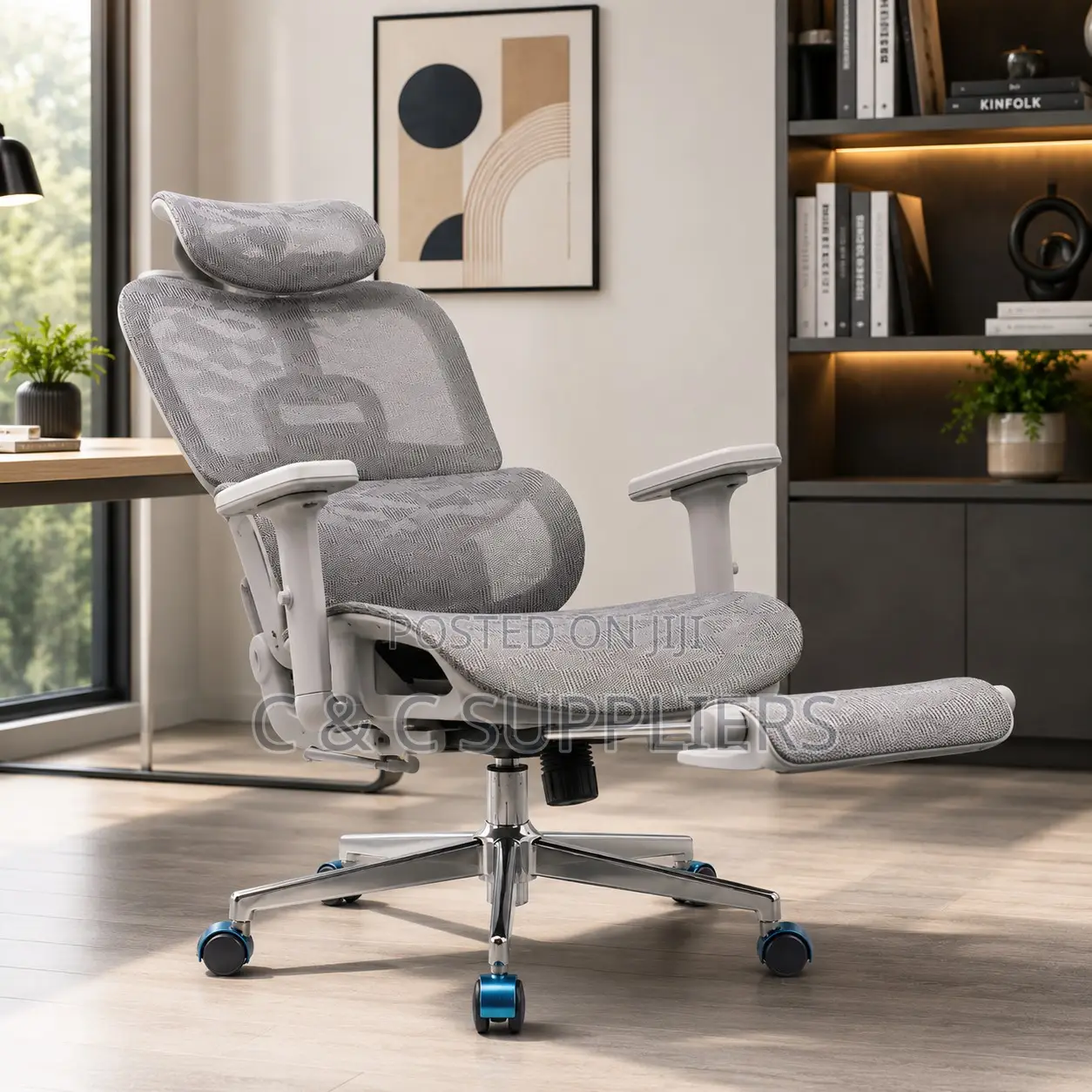 Adjustable White Mesh Ergonomic Seat