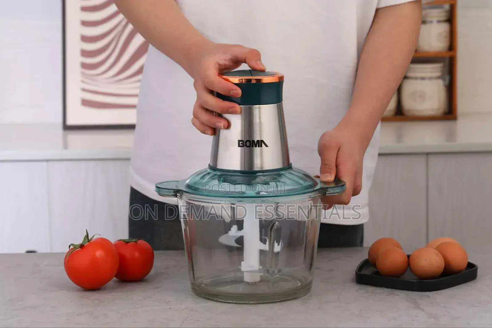 3L Glass Electric Food Chopper With 300W and 2-Speed Setting