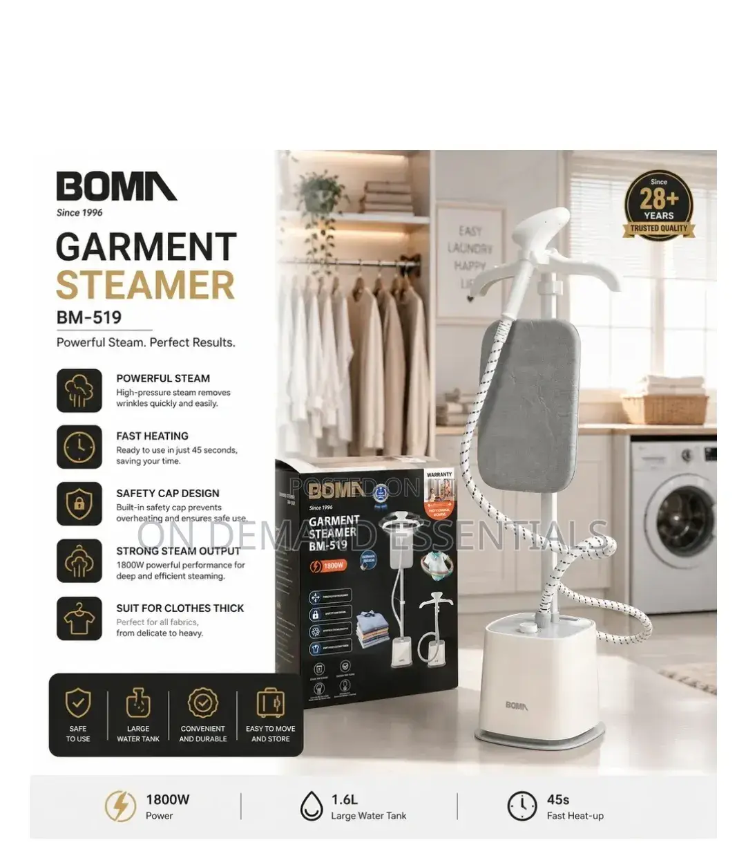 1800W 1.8L Steam Iron Standing Garment Steamer With Ironing Board