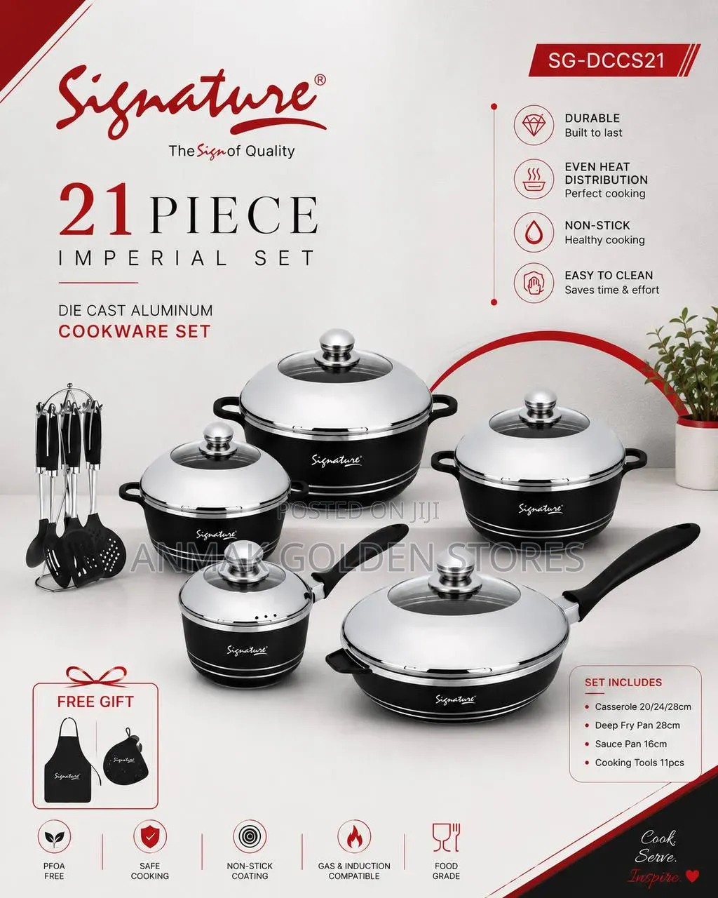 21 PCS Imperial Nonstick Cookware Set 
Sg-DCCS-21