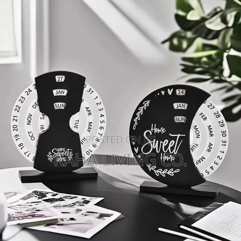 Perpetual Wooden Block Calendar for Home Office Desk