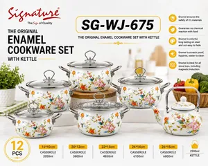12 PCS ENAMEL COOKWARE SETS With KETTLE 
Sg - Wj - 675