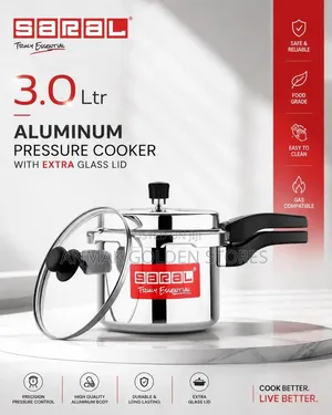 3.0 LTR Aluminum Pressure Cooker With Extra Glass Lid