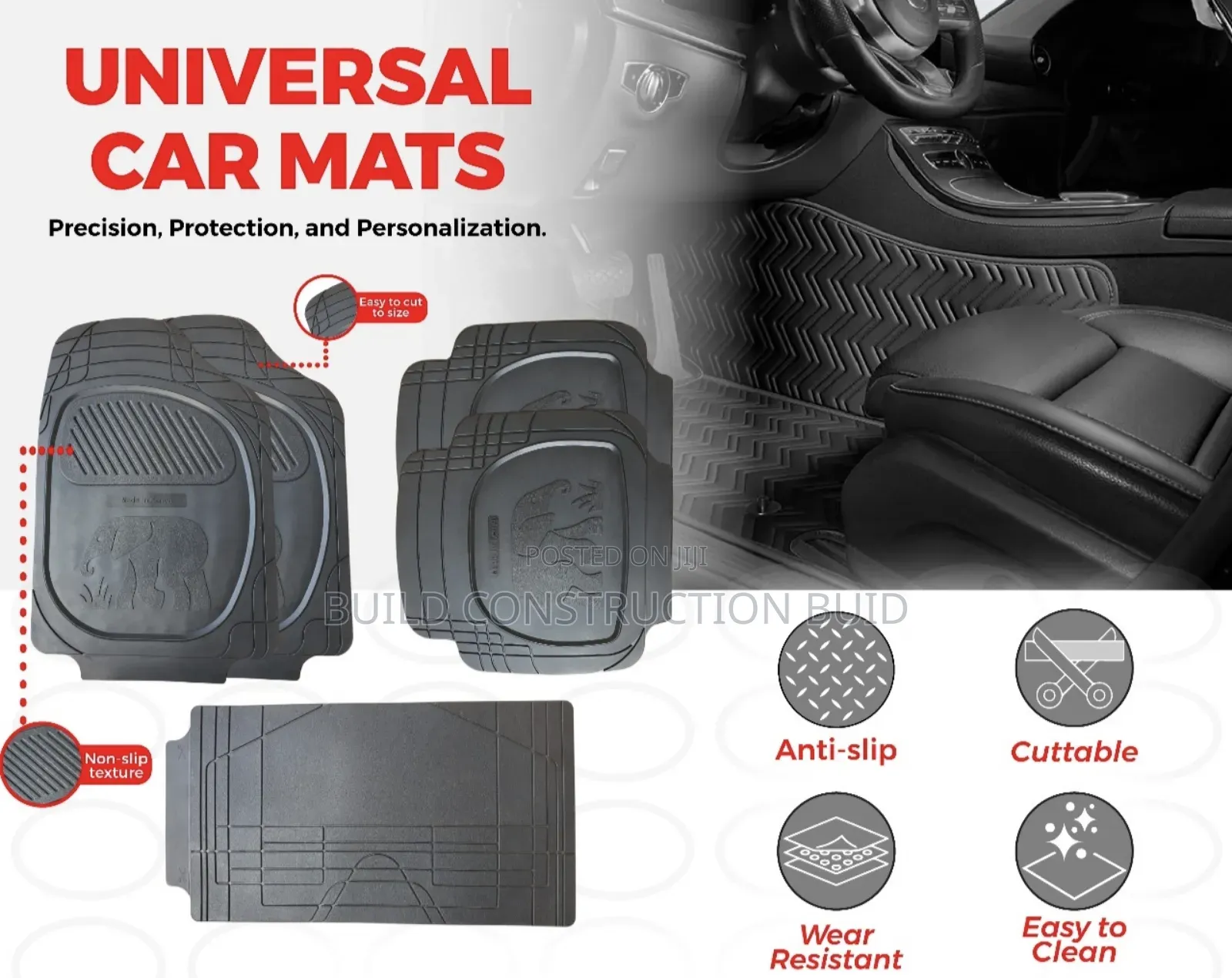 Universal Car Mats Pure Rubber.
