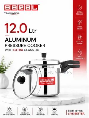 12 LTR Aluminum Pressure Cooker With Extra Glass Lid