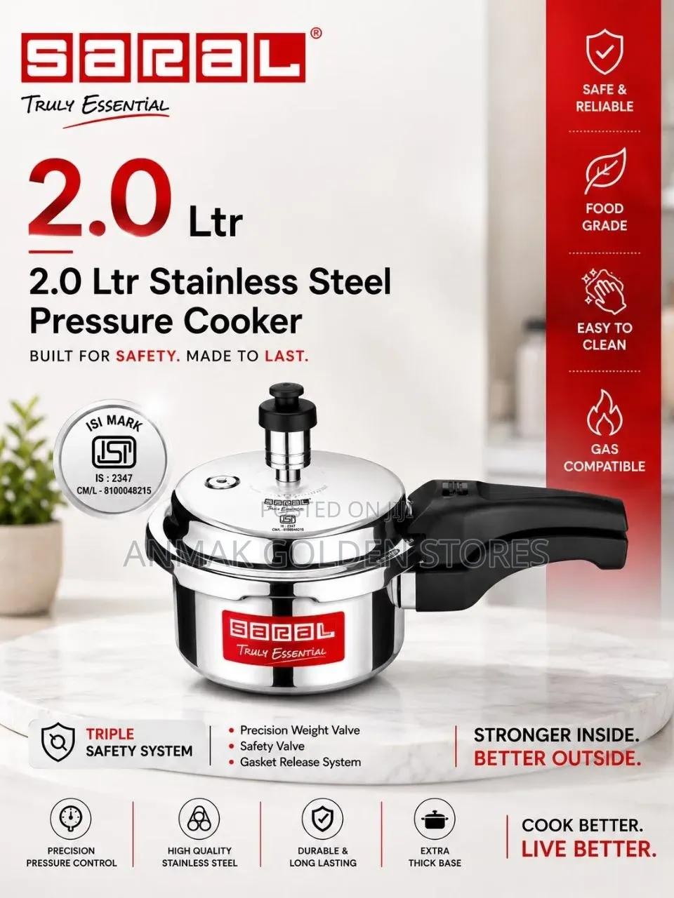 2.0 LTR Stainless Steel Pressure Cookers