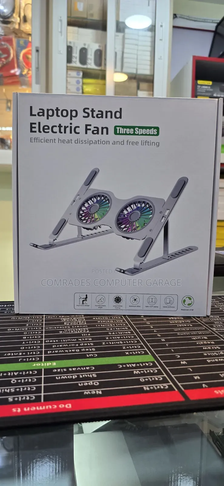 Ergonomic Laptop Stand Electric Fan