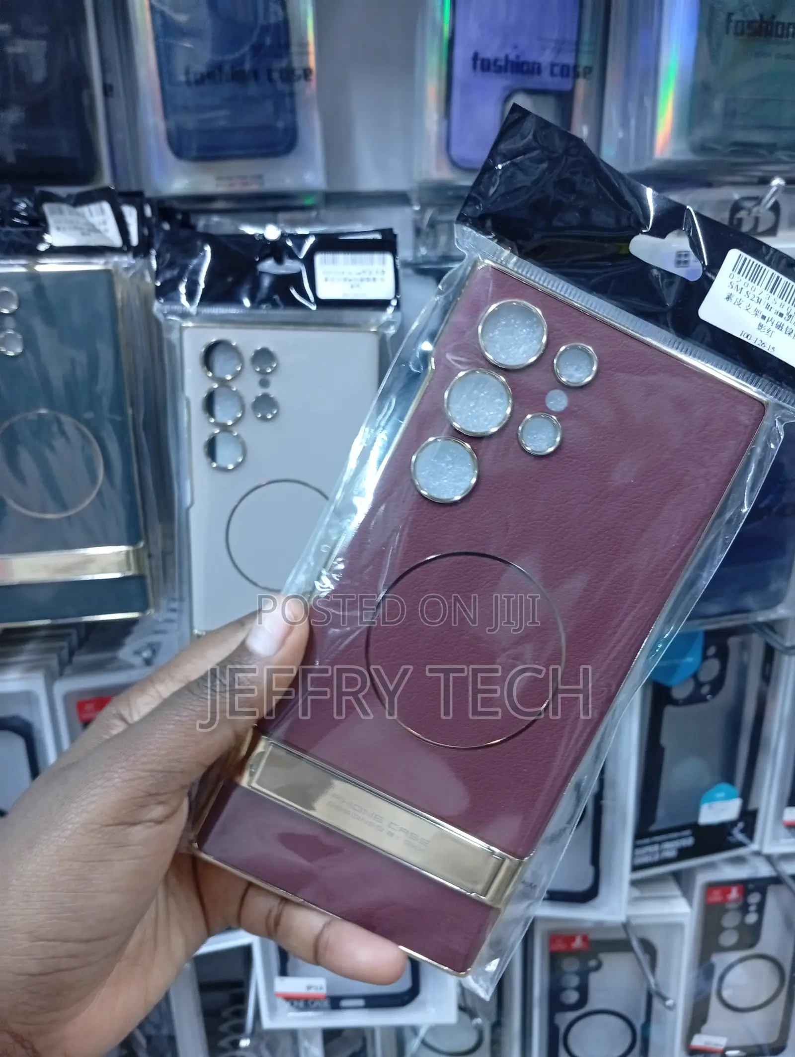 SG S24 Ultra GKK Electroplating Plain Leather Magnetic Stand Case