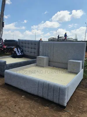 6x6 Grey Chester Bed With Two Side Cabinets