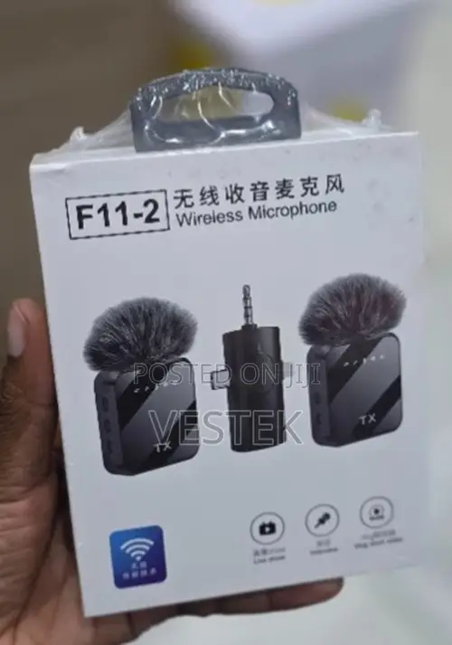 F11-2 Dual Wireless Lavalier Microphone for iPhone Android