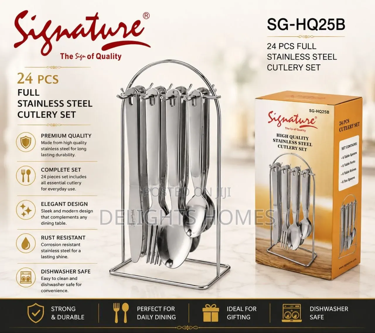 24PCS Full Stainless Steel Cutlery Set_b