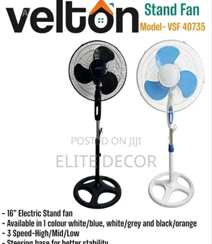 Velton 16" Standing Fan | Powerful Motor | Adjustable Height | 3 Speed