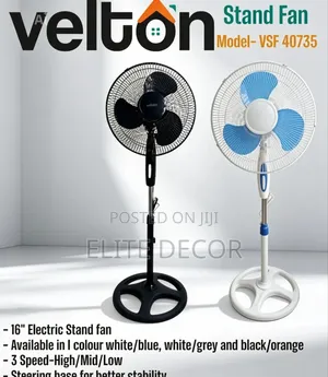 Velton 16" Standing Fan | Powerful Motor | Adjustable Height | 3 Speed
