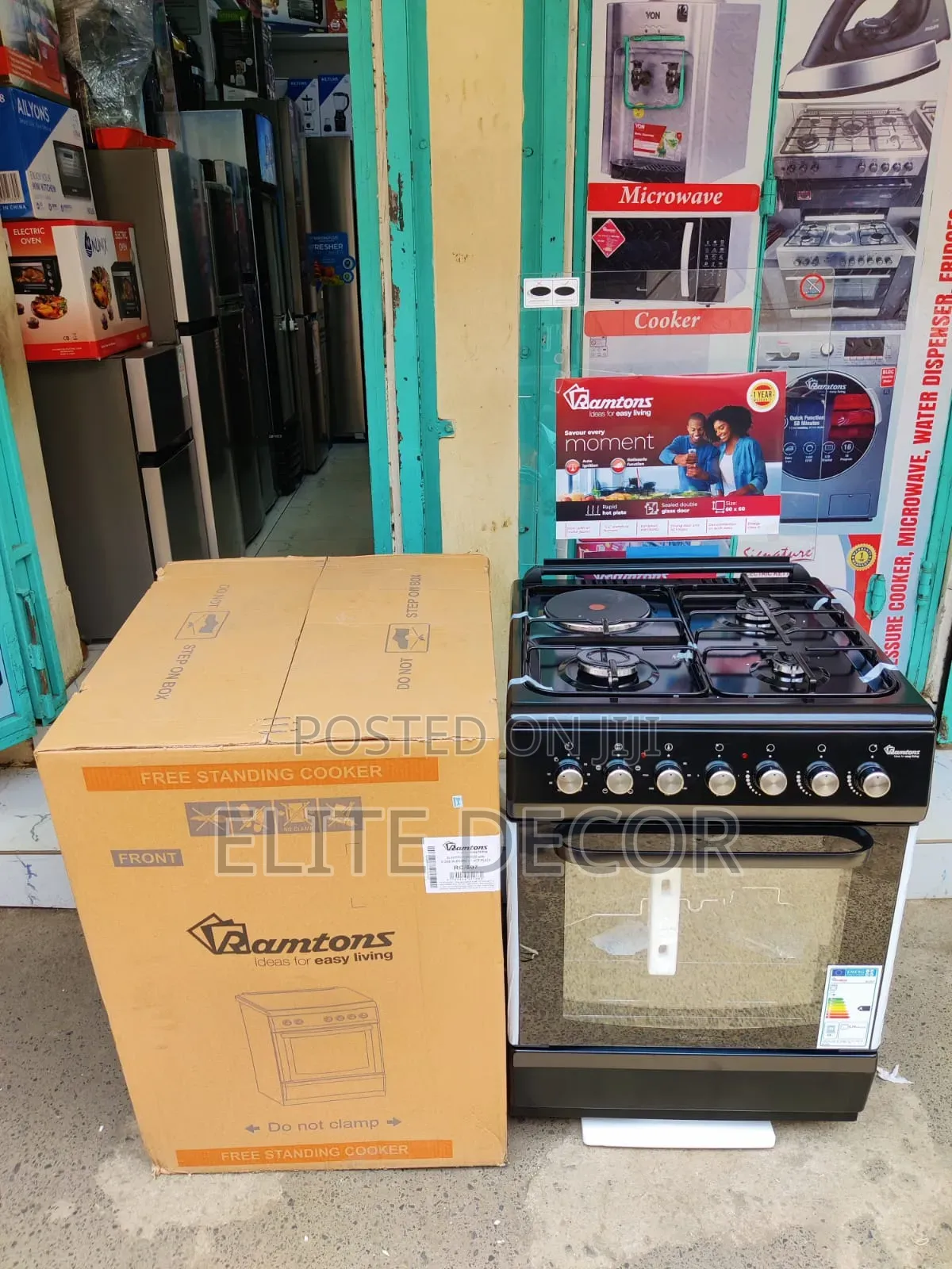 Ramtons RC310 60x60cm 3 Gas + 1 Electric Cooker Black With Oven