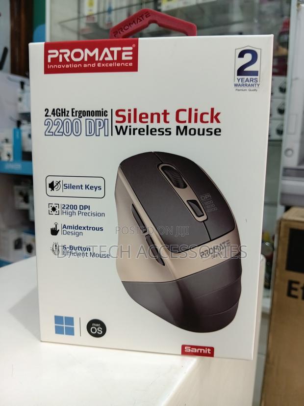 Promate Samit Wireless Mouse Ergonomic 2200DPI Silent Click - thumbnail 3