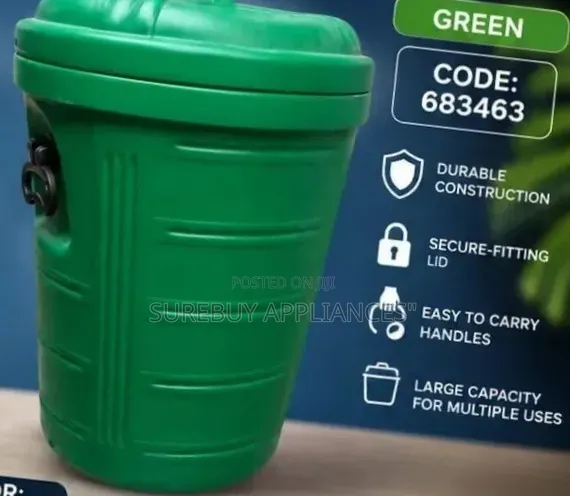 60ltrs Green Premier Dustbin