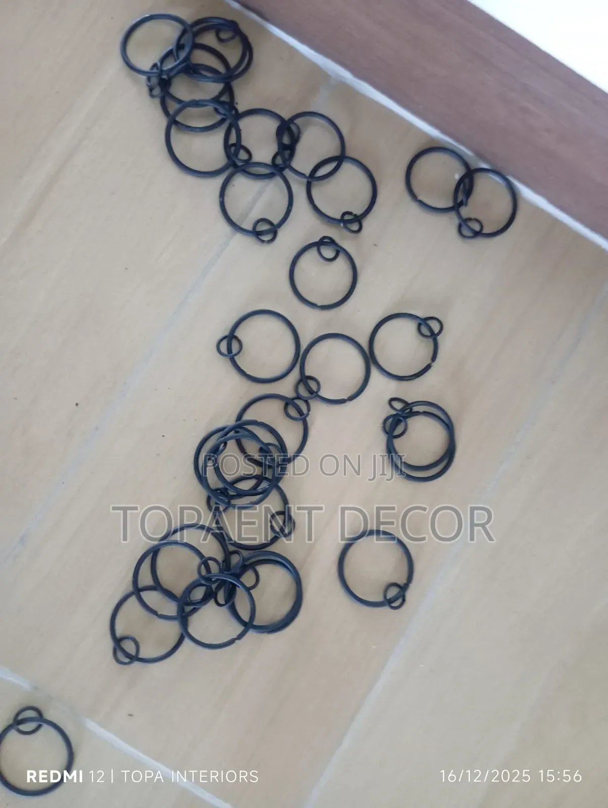 Brown, Silver and Black Round Drapery Rings