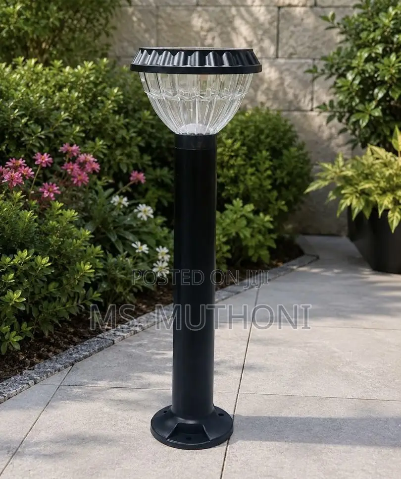 Solar-Powered Bollard Garden Lamp.