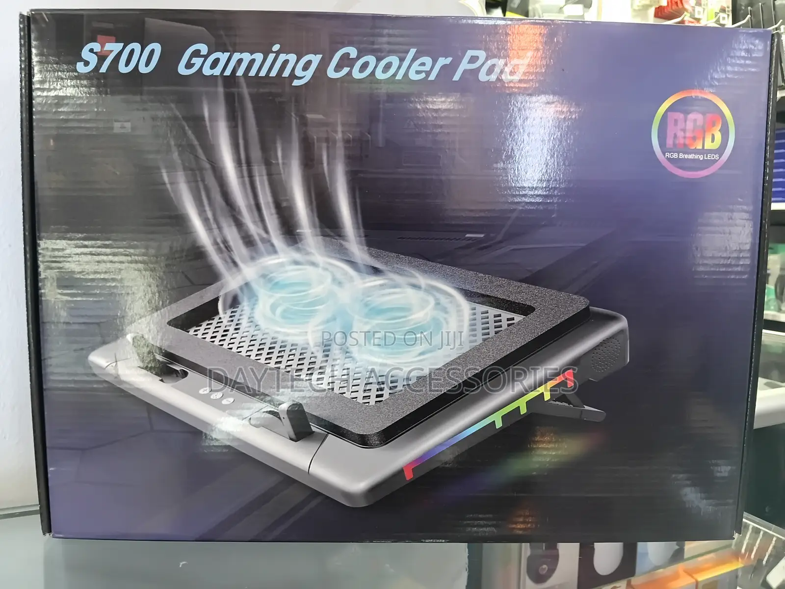 S700 Laptop Cooling Fan With 2 14cm Fans RGB Lighting.