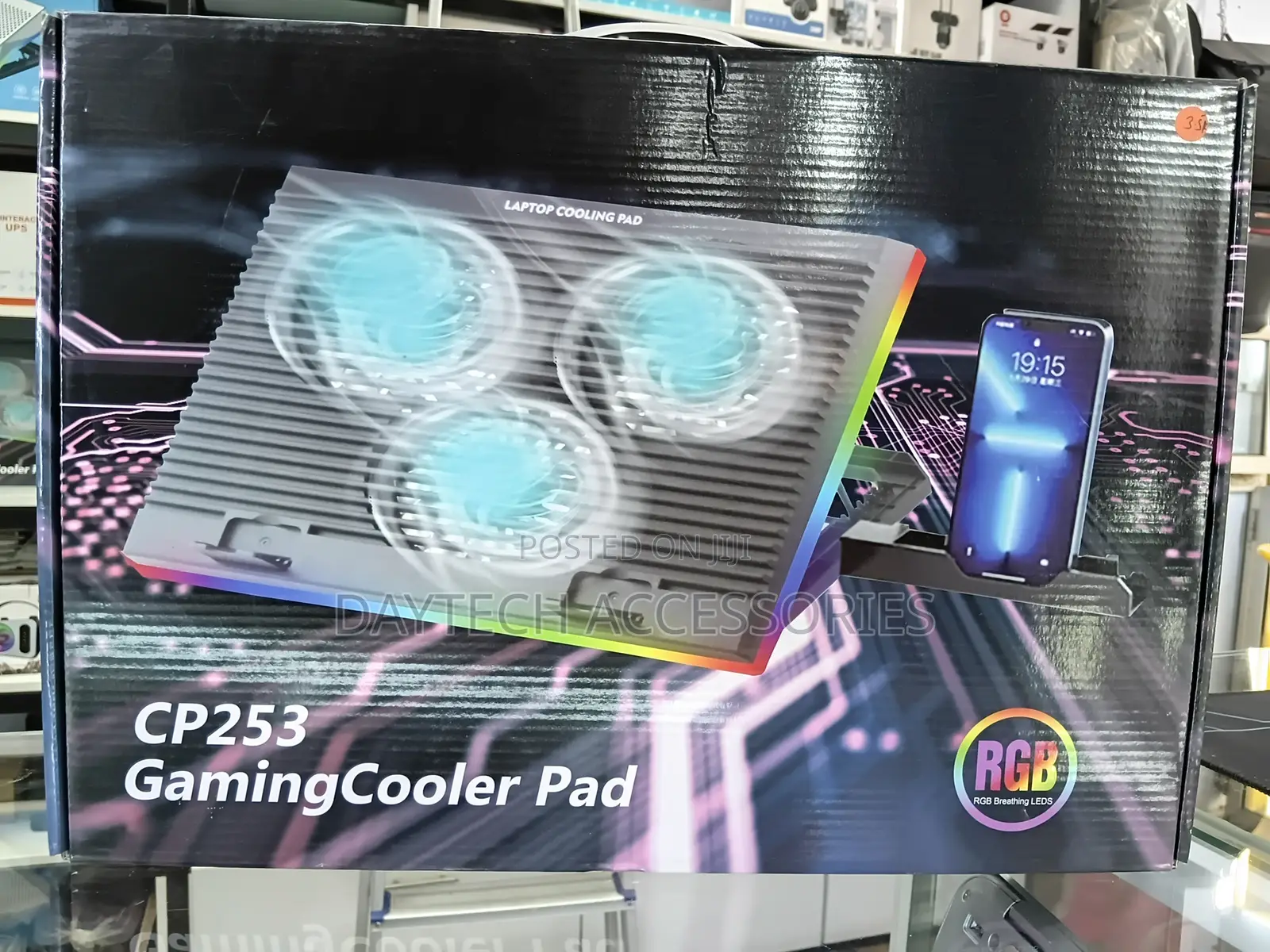CP253 3-Fan Laptop Cooling Pad With RGB Lighting and Adjustable Height