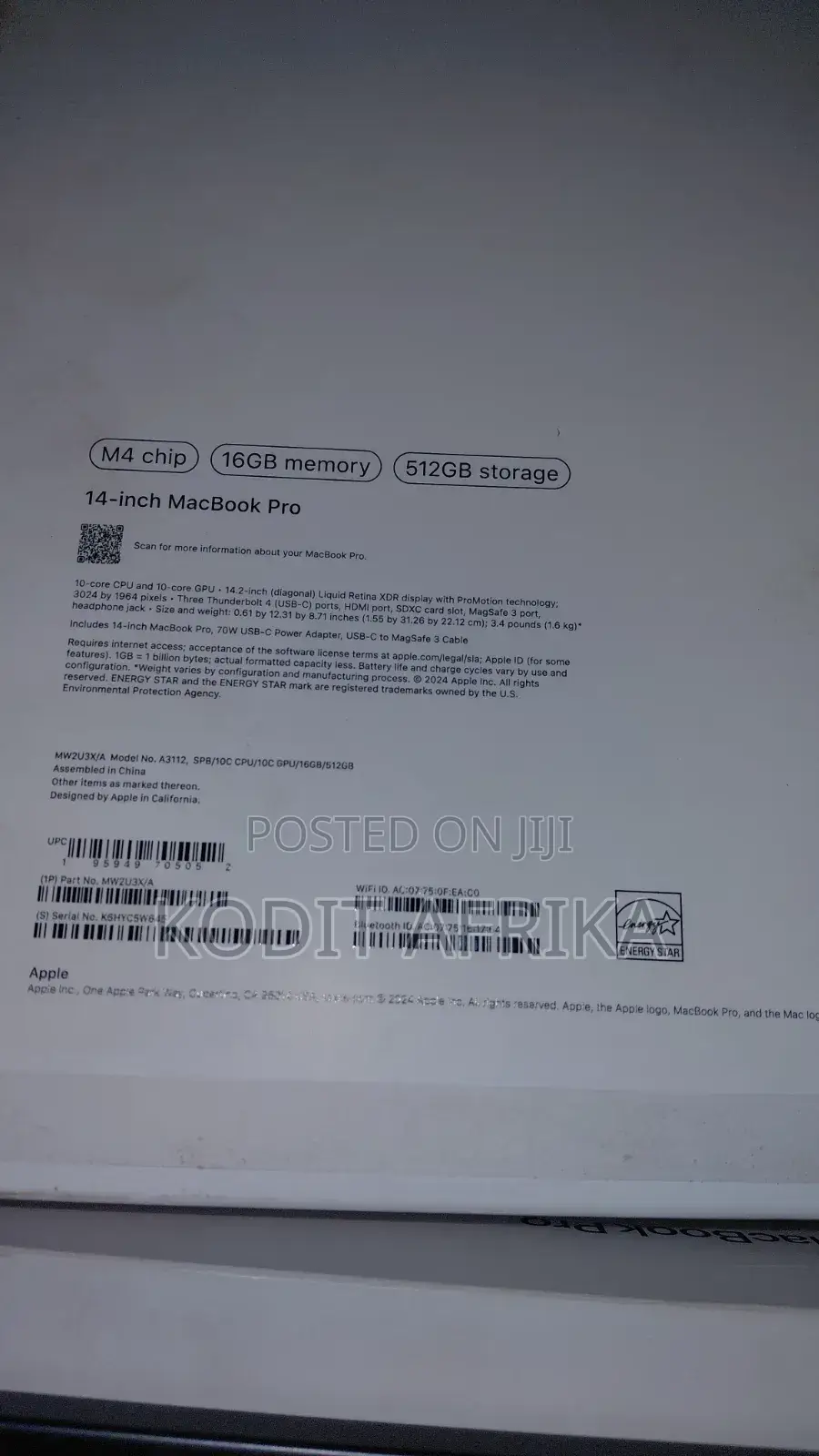 Laptop Apple MacBook Pro 2024 M4 Pro 16GB Apple M4 Pro SSD 512GB