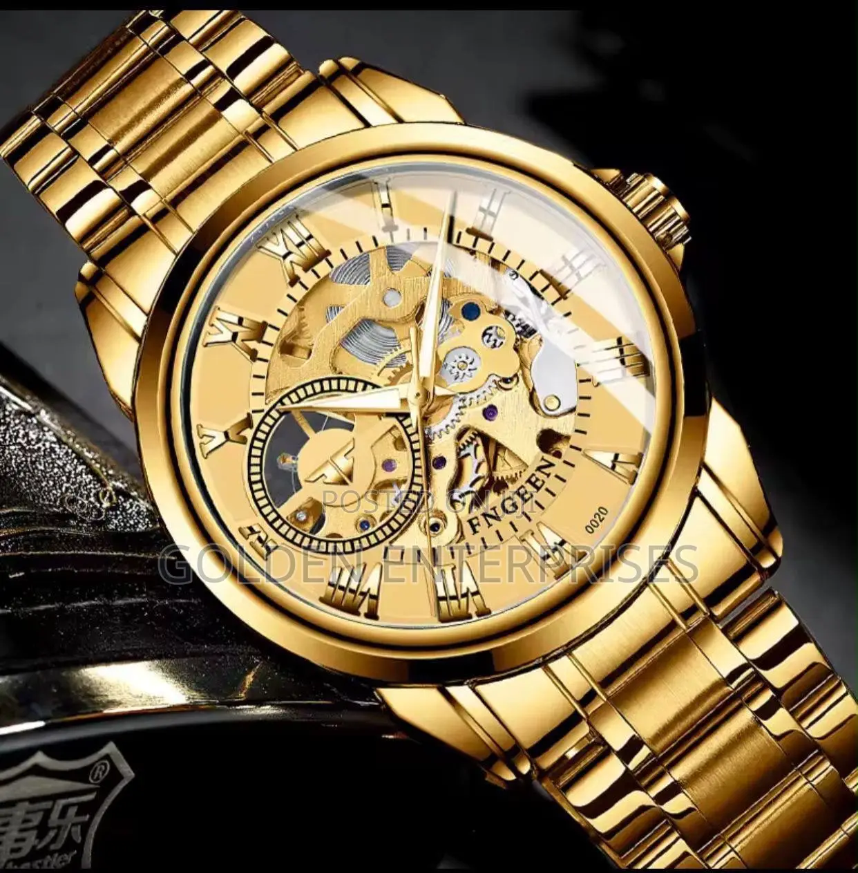FNGEEN Executive Skeleton Watch, Self-Winding Stainless Steel Watch