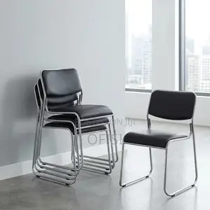 Office Chair; Stackable Chrome Office Visitors Chair