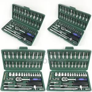 46PCS Socket Wrench Set 1/4 Inch Drive Ratchet Tool Kit Chrome