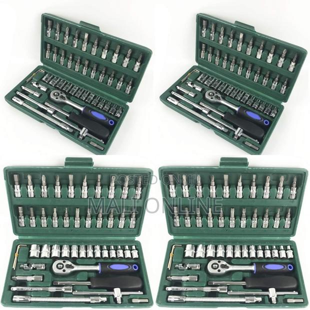 46PCS Socket Wrench Set 1/4 Inch Drive Ratchet Tool Kit Chrome