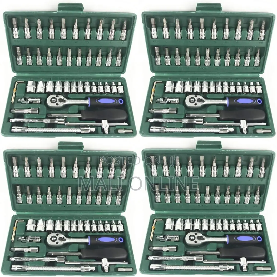46PCS Socket Wrench Set 1/4 Inch Drive Ratchet Tool Kit Chrome
