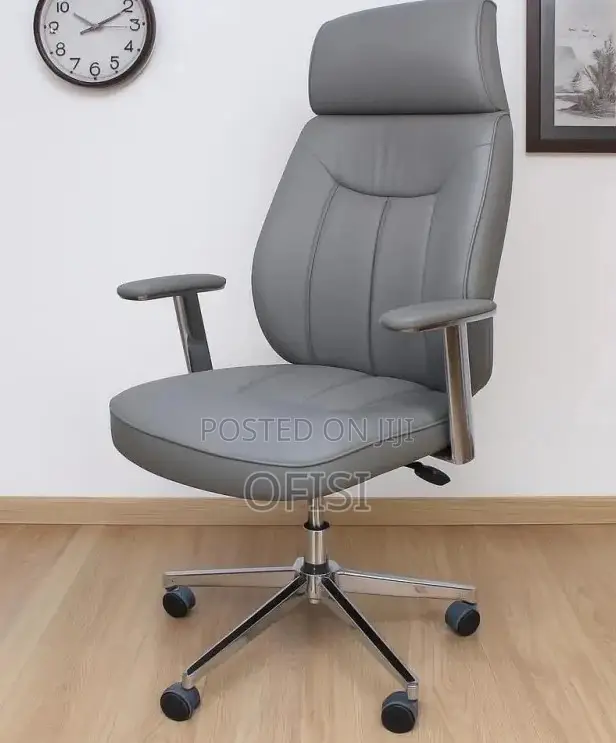 Office Chair; CEO Grey Executive Leather Office Chair