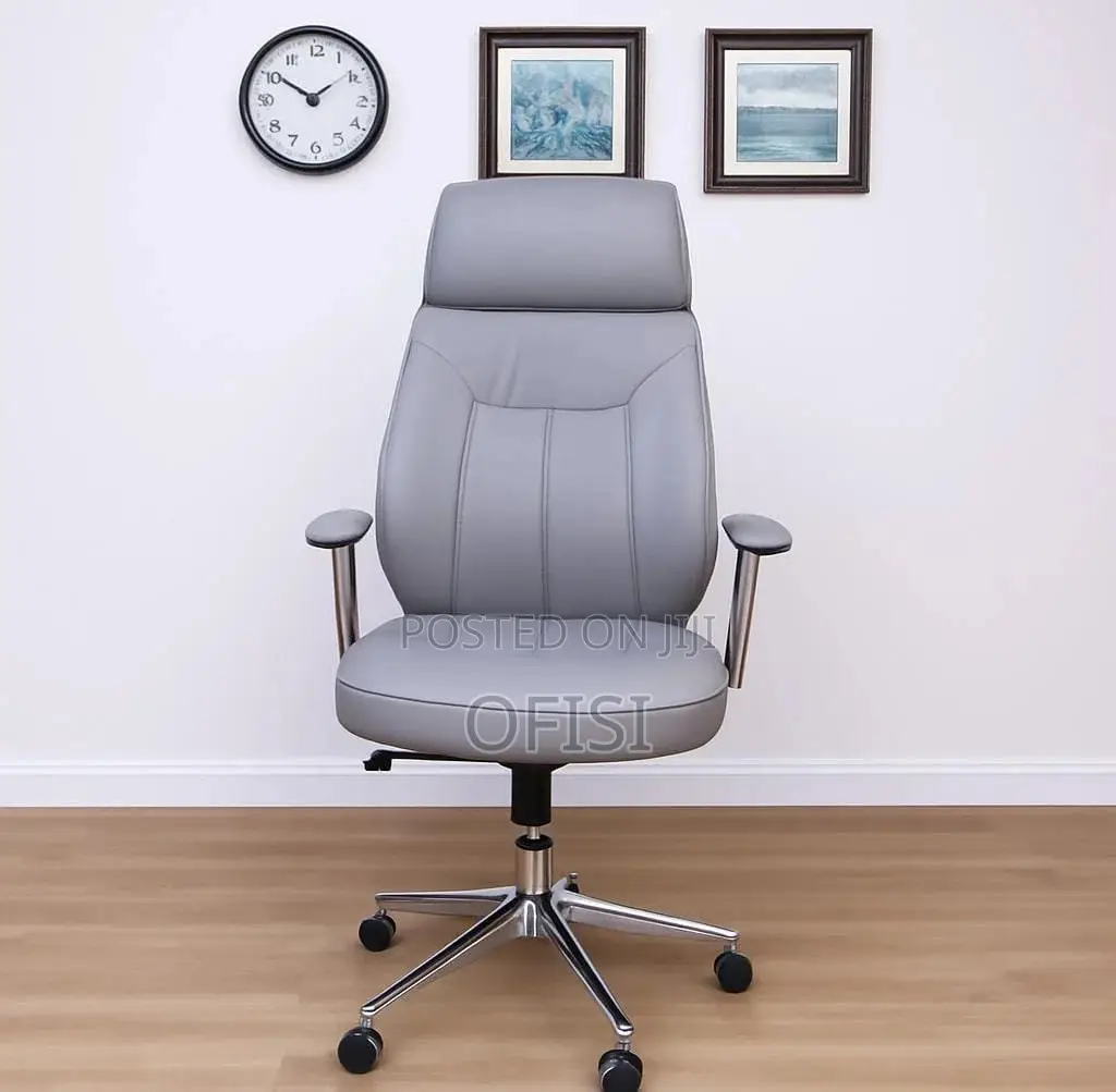 Office Chair; CEO Grey Executive Leather Office Chair