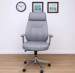 Office Chair; CEO Grey Executive Leather Office Chair