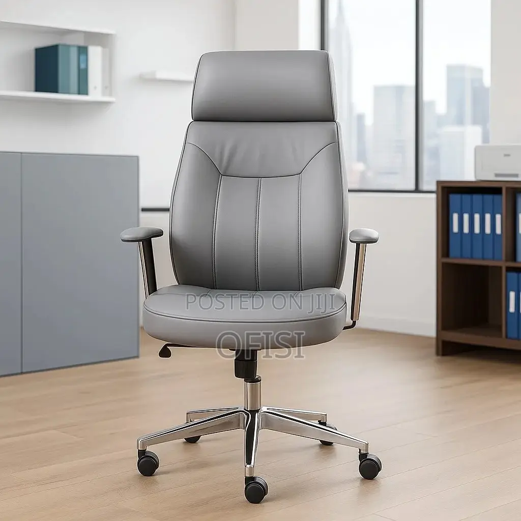 Office Chair; CEO Grey Executive Leather Office Chair