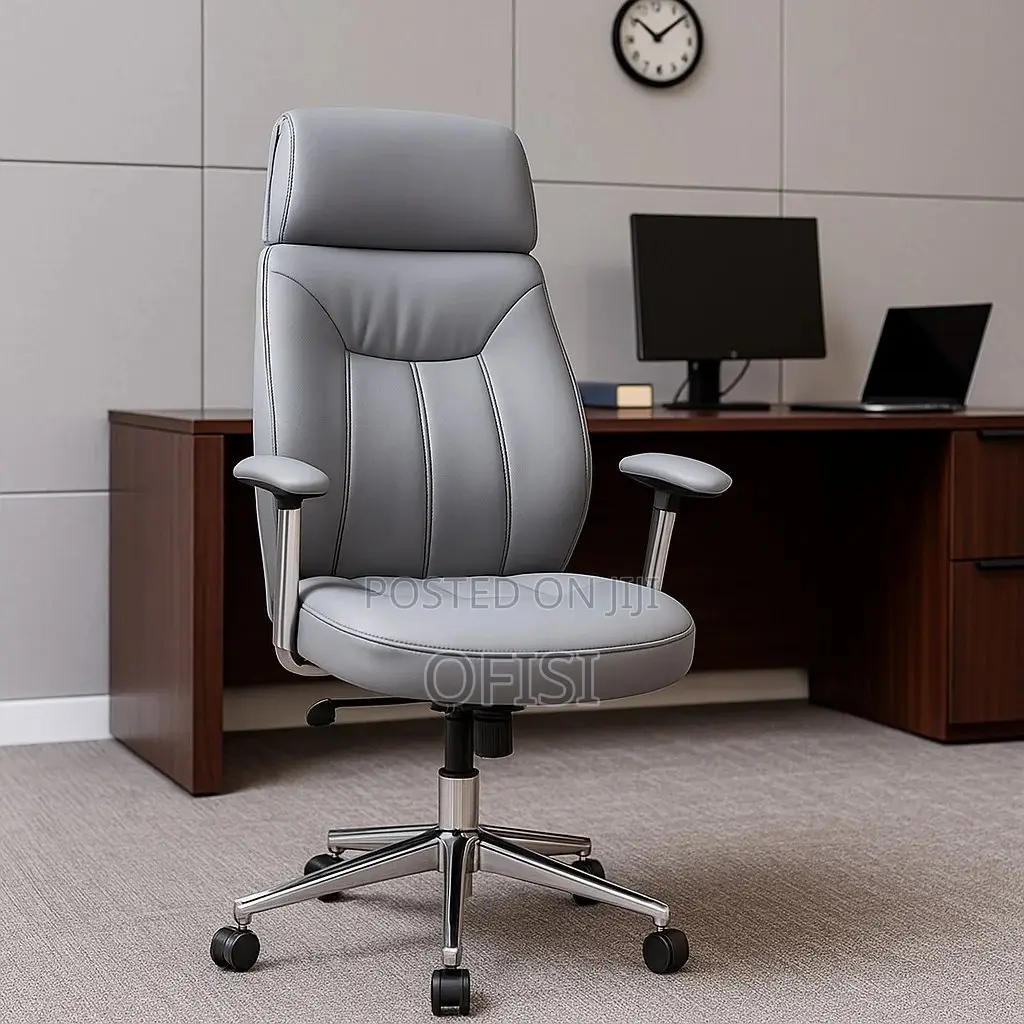 Office Chair; CEO Grey Executive Leather Office Chair