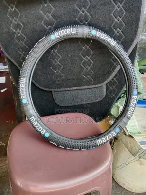 Mazda Steering Cover With Text Logo Accented by Blue