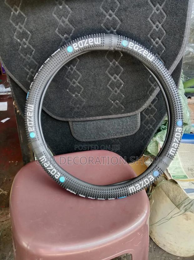 Mazda Steering Cover With Text Logo Accented by Blue - thumbnail 2