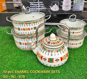10 PCS ENAMEL COOKWARE SETS With KETTLE*
Sg - Wj - 676