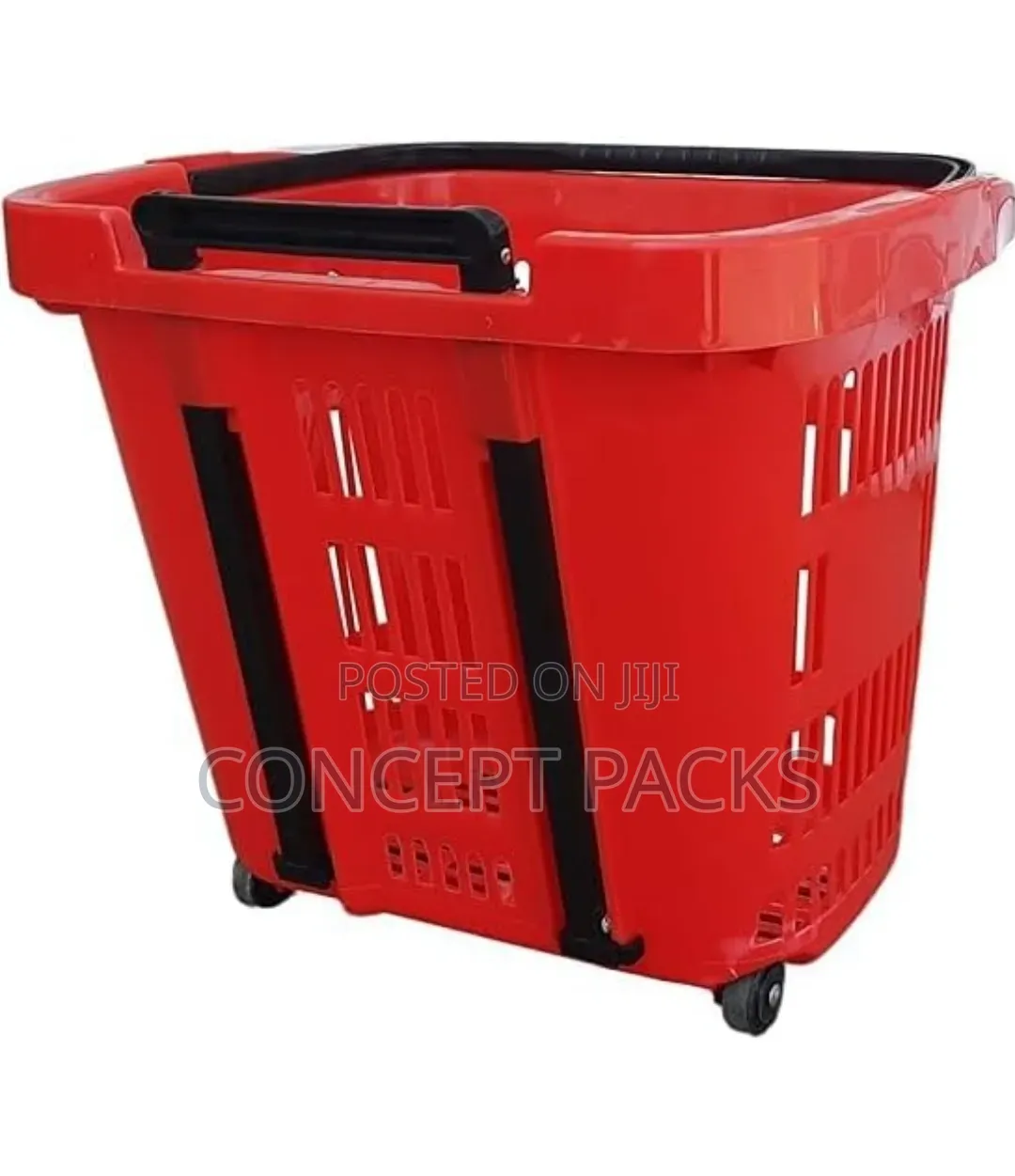 5Pcs Multipurpose SuperMarket Shopping Trolleys With Handle 34 LTR-Red