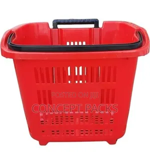 5Pcs Multipurpose SuperMarket Shopping Trolleys With Handle 34 LTR-Red