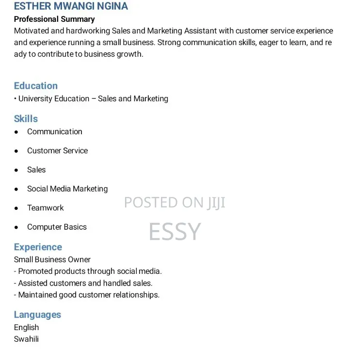 Sales and Marketing Assistant