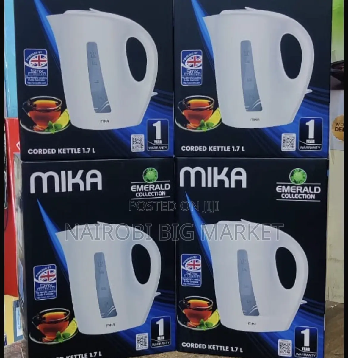 Mika Kettle, 1.7l, Plastic, Corded, Open Element, Cream White