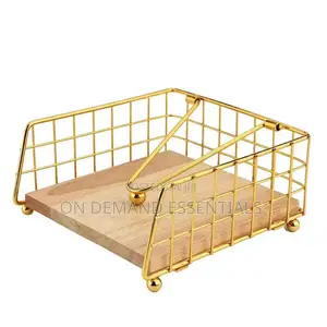 Luxury Metallic Serviette Holder/Napkin Holder With Bamboo Place On