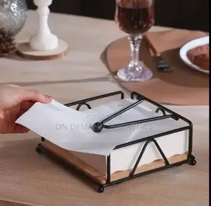 Luxury Metallic Serviette Holder/Napkin Holder With Bamboo Place On