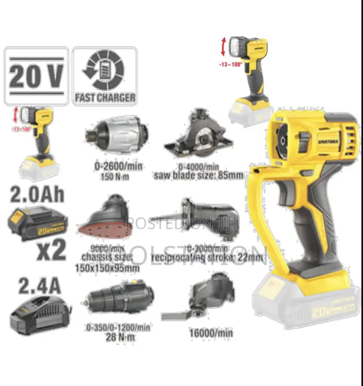 Cordless 7 In1 Drill/Driver/Saw/Circular/Sander/Work Light/Multi- Tool