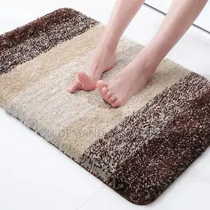 Shaggy Ultra Soft Water Absorbent Striped Bathroom Mat