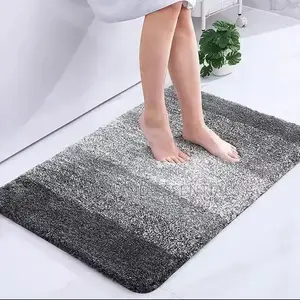 Shaggy Ultra Soft Water Absorbent Striped Bathroom Mat