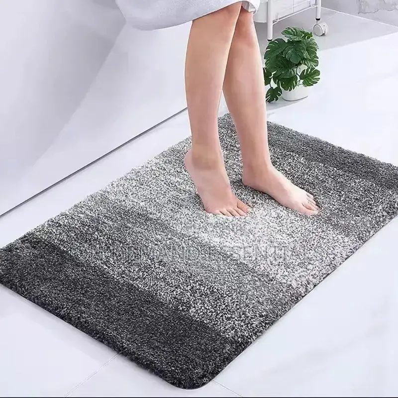 Shaggy Ultra Soft Water Absorbent Striped Bathroom Mat