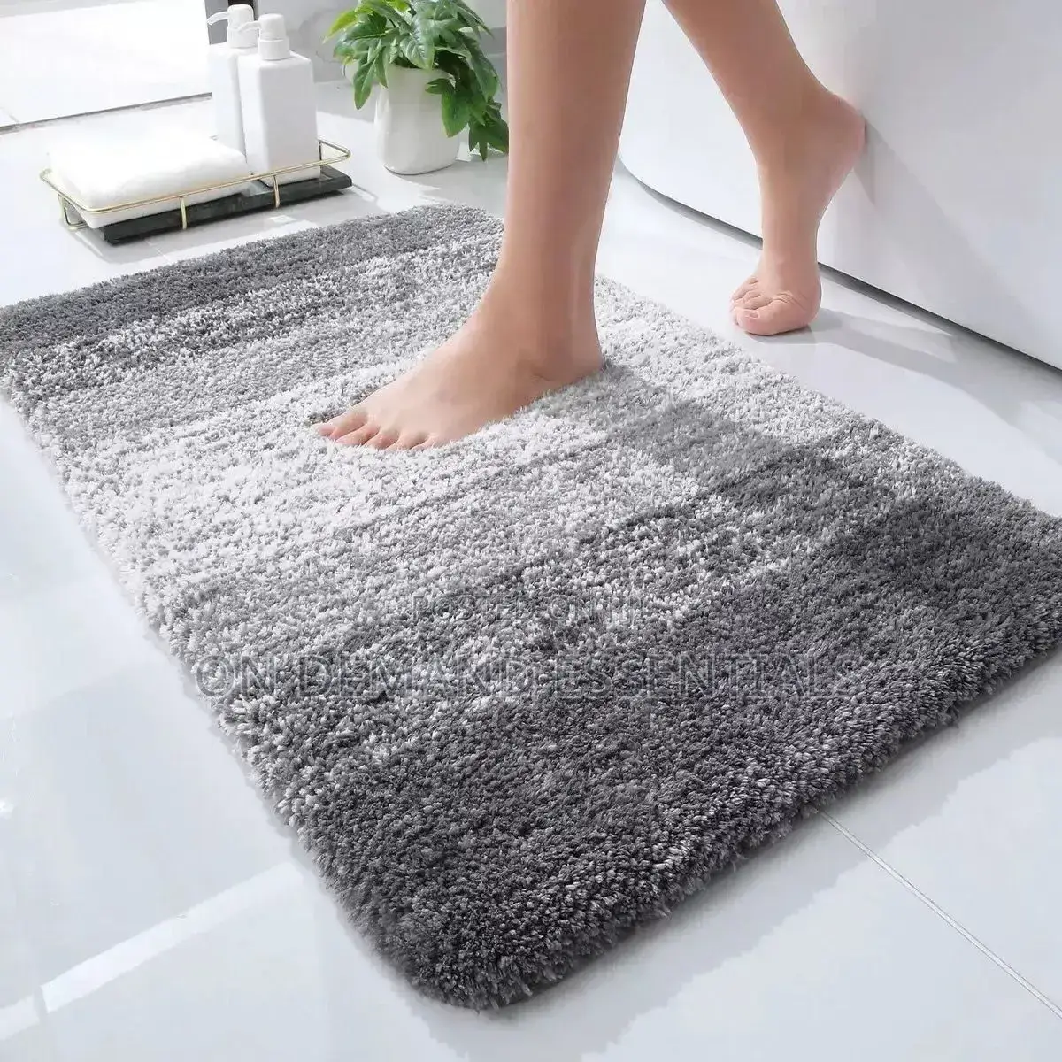 Shaggy Ultra Soft Water Absorbent Striped Bathroom Mat