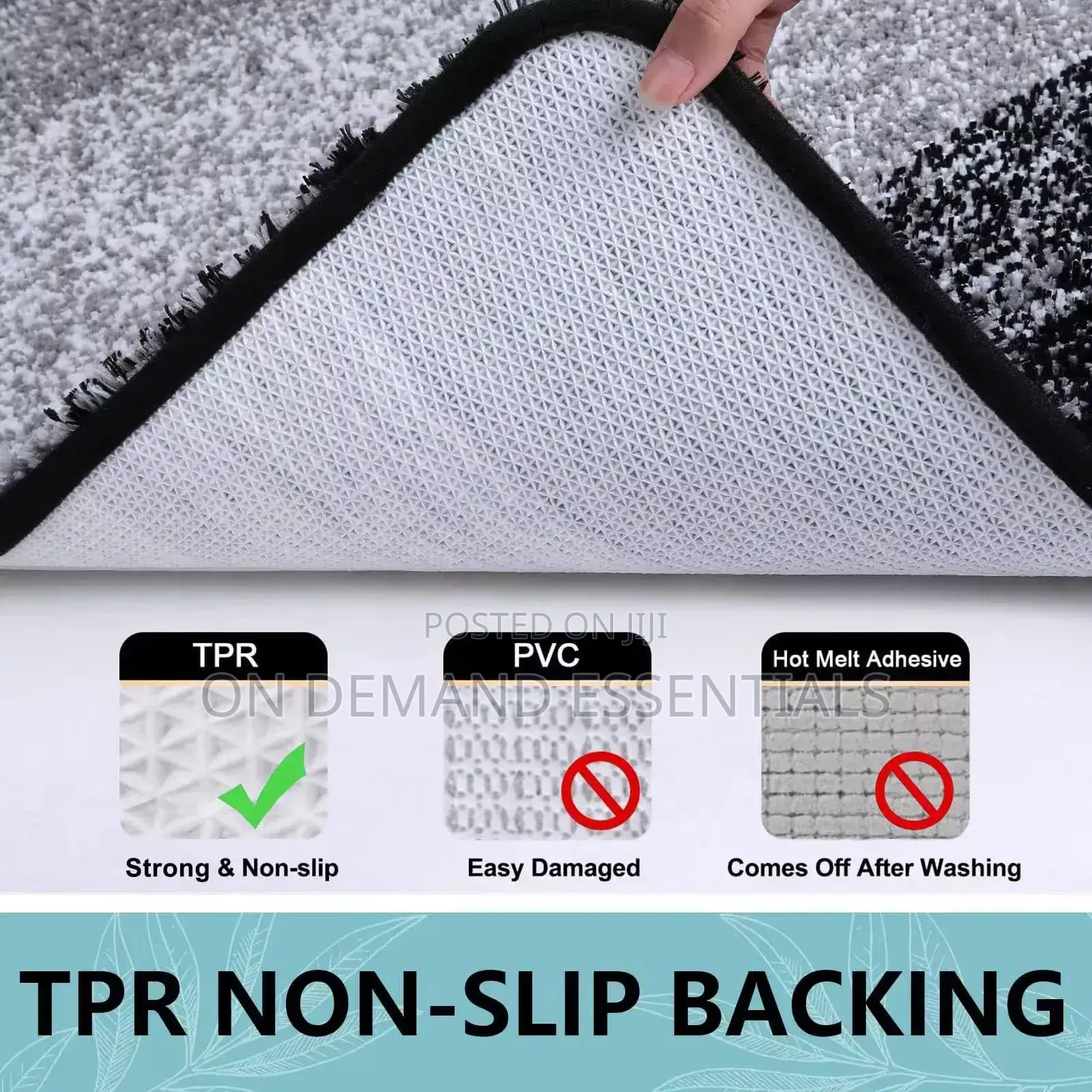 Shaggy Ultra Soft Water Absorbent Striped Bathroom Mat